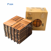 Einfach zu installierende 12 Lamellen Interlocking Acacia Wood Decking Fliesen 300x30MM Effiziente Entwässerung Verwendung für drinnen und draußen