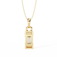 IGI-zertifizierter 14 Karat Gelbgold Anhänger Smaragds chliff Labor gewachsen Diamant Lünette Zinken Einstellung Akzent Diamanten Klassische Verlobung feier