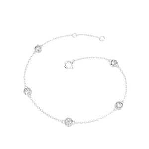 Pulsera de diseñador para mujer con oro blanco de 10 quilates, abalorio geométrico relleno, piedra de circón, estilo clásico. para fiestas y regalos - Product Image 3