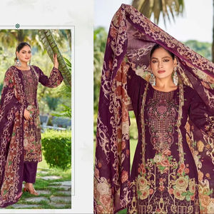 Collection de matériel de robe de travail en coton de qualité supérieure à impression numérique avec broderie disponible au tarif de gros, idéal pour les tenues de fête - Product Image 1