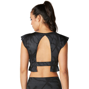 Custom women gym <b>bra</b> with breathable fabric <b>stretch</b> fit oem logo printing for yoga fitness branding private label apparel supply - Product Image 3
