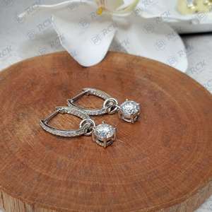 2.00 TCW Round Cut Moissanite <b>Hoop</b> Earrings for Women Drop Dangle Diamond Studs Anniversary Gift Jewelry Elegant Style - Product Image 2