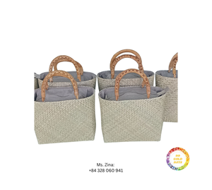 Beautiful Handmade Seagrass <b>Bag</b> Natural Woven Straw Tote with Rattan Handle Great for Beach Style Picnic or Summer Fashion Look - Product Image 5