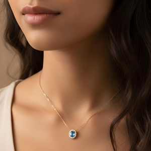 สร้อยคอจี้ทองคำขาว 18K พร้อมเพชรทรงรีสีน้ำเงินสดใส 2.38 กะรัต เพชรแฟนซีทรงรีที่เพาะเลี้ยงในห้องปฏิบัติการ - Product Image 6