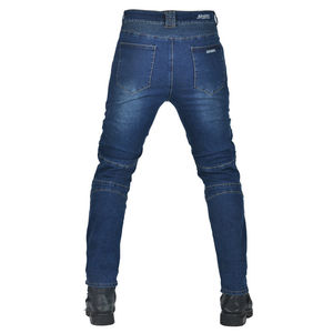 Pantalon de moto en denim bleu avec armure approuvée CE pour la protection des genoux et des hanches et un ajustement confortable - Product Image 3