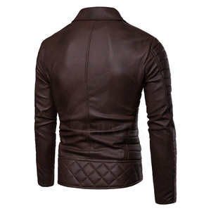 Chaqueta de Cuero Transpirable para Hombre, Estilo Motero, Abrigo de Invierno con Logotipo en la Espalda para Adultos - Product Image 2