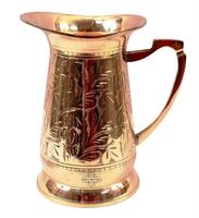 Bouilloire en cuivre pur de qualité supérieure avec couvercle et poignée, motif gravé en relief, design classique, écologique, pour fêtes
