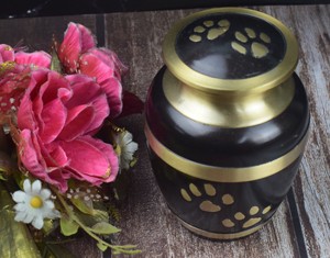 Black Gold Metal <b>Urn</b> Adult Human Ashes with Walk Foot Print - Product Image 5