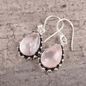 Natural <b>Rose</b> <b>Quartz</b> Gemstone Gold Plated 925 Sterling Silver Drop <b>Earrings</b> for Women Romantic Handmade Party Gift Jewelry - Product Image 1