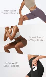 กางเกงขาสั้นนักขี่จักรยานเอวสูงไร้รอยต่อสำหรับผู้หญิงชุดออกกำลังกายแบบไร้ตะเข็บใส่โลโก้ได้ตามต้องการ - Product Image 5