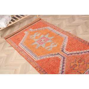 Vintage <b>Rug</b>, <b>Runner</b> 3.2x11 ft <b>Rug</b>, Herki Orange Ombr <b>Rug</b> - Product Image 4