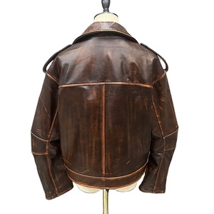 Wholesale Women's Winter Jacket in Youth Fashion New Coming Distressed Motorbike Leather Jacket Women Genuine <b>Cow</b> Leather Jacket - Product Image 4