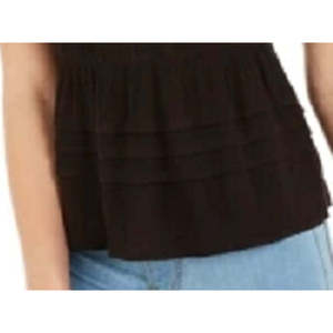 Top nero con maniche a volant e finiture in pizzo di American Rag Junior, taglia Small - Top in maglia da donna - Product Image 3