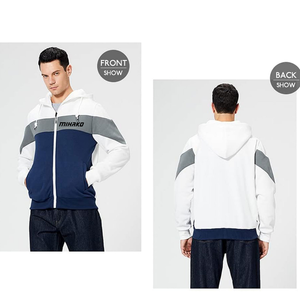 เสื้อกันหนาวแขนยาวแบบรูดซิปมีฮู้ดสำหรับผู้ชายเสื้อสเวตเตอร์บล็อกสีมีกระเป๋ากาก้า - Product Image 3