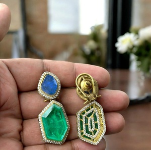 Pendientes de oro pulido a la moda, pendientes elegantes para mujer para fiesta, accesorios de moda con piedra de circón para regalos - Product Image 2