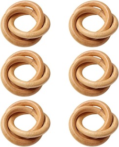 Anneaux de serviette classiques en bambou brun sculpté en gros, porte-serviettes écologiques, largeur personnalisable, décoration de table pour - Product Image 1