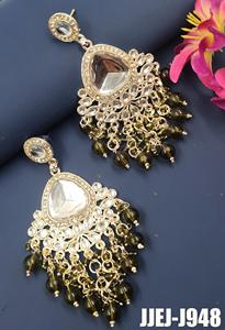 Vibrant Kundan Bông Tai Hợp Kim 12 Màu Sắc Trọng Lượng Nhẹ Đồ Trang Sức Thời Trang Thanh Lịch Thiết Kế Truyền Thống Cho Phụ Nữ Bán Buôn Nhà Cung Cấp - Product Image 4