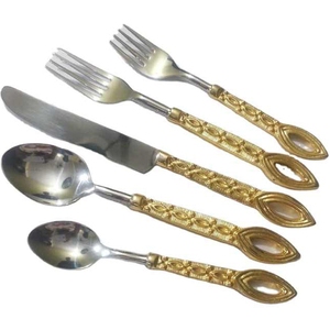 Couverts de cuisine plaqué or, 24 pièces, type cadeau de mariage, en acier inoxydable, design unique, couverts de cuisine - Product Image 1