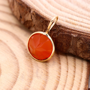 Natural Faceted Carnelian Gemstone 14k <b>Solid</b> Yellow <b>Gold</b> <b>Gold</b> Plated Handmade Women <b>Pendant</b> Jewelry GIA for Gift Wholesale - Product Image 5