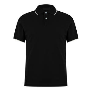 Polos para hombre Camiseta de polo de golf de algodón de manga corta ajustada Camisetas de polo negras de algodón suave de punto acanalado - Product Image 1