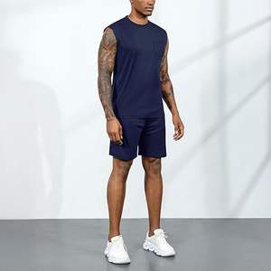 Nouveau été hommes décontracté respirant 2 pièces Shorts ensembles manches courtes T-Shirt Shorts survêtement ensemble vêtements pour hommes 2 pièces ensembles - Product Image 4