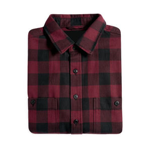 Camisas de franela para hombre de buena calidad camisas de franela lisas cómodas con bolsillo granate y caja negra para jóvenes - Product Image 3