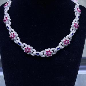 Premium VVS Moissanite Diamant 925 En Argent Sterling Glacé Hip Hop Fleur Collier Chaîne De Mode De Luxe Bling Bijoux Pour Les Femmes - Product Image 1