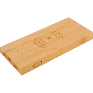 Gadgets promotionnels personnalisés : Power Bank sans fil en bambou Decibel - Product Image 1