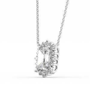 Elegant 925 <b>Silver</b> Moissanite Diamond Pendant with Radiant Cut Floral Halo Dazzling <b>Charm</b> Necklace - Product Image 2