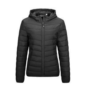 Chaqueta acolchada de moda para mujer, abrigo ligero cálido con capucha para Invierno para mujer, chaqueta acolchada larga elegante para exteriores, ropa informal - Product Image 1