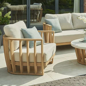 Sillón Fuji Teak con Cojines Gruesos y Acabado Natural - Product Image 6