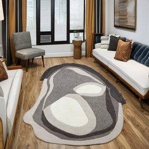 Tapis modernes épais à poils longs, abstraits, en laine, tuftés à la main - Product Image 1