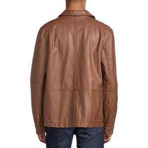 Blouson bombardier de luxe en cuir de mouton pour homme respirant hiver logo avant personnalisé - Product Image 3
