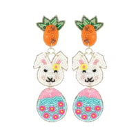 Cadeau de mariage de Pâques à la mode plaqué or Zircon boucles d'oreilles perlées lapin indien carotte lettre Hop fabriqué par MD artisanat