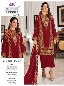 Vêtements ethniques indiens et pakistanais aux couleurs étonnantes Offre spéciale Costume Salwar en Georgette avec broderie Fournisseur de Surat - Product Image 3