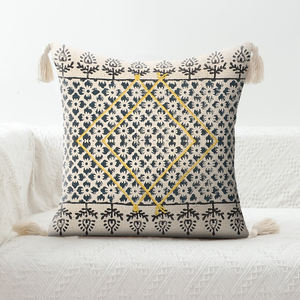 หมอนปักด้ายสีเหลืองสำหรับตกแต่งบ้านสไตล์วินเทจปลอกหมอนอิงผ้าทอรูปทรงเรขาคณิตลายดอกไม้แบบใช้แล้วทิ้งพกพาได้ทันสมัย2024 - Product Image 1