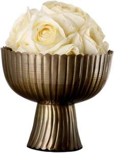 Cuenco de pedestal con acabados de latón Vintage, jarrón de compota Floral para centro de mesa de boda, cuenco decorativo con acento para el hogar - Product Image 2