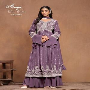 Eid Special Clothing Support /Adult Evergreen Design Faux Georgette Salwar <b>Suit</b> & Dupatta With Embroidery Work <b>Woman</b> Fashion - Product Image 1