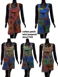 New Stylish Cotton Patch Mini <b>Jumpsuit</b> for Women Summer Romper with <b>Vintage</b> Design, Comfortable and Breathable - Product Image 4