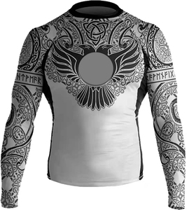 เสื้อยืดรัดรูปป้องกันผื่นคันคอกลมสำหรับผู้ชายชุดกีฬาฟิตเนสพิมพ์ลายระบายอากาศ - Product Image 5