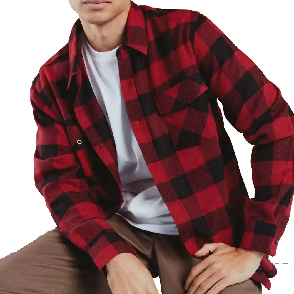 High Quality Vacation Mens long sleeve flannel shirts pattern Custom logo button casual cotton plaid flannel Men's Shirts