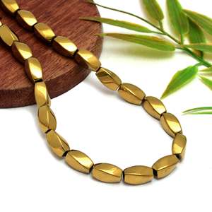 Cuentas de Hematita Dorada de Forma Ovalada, Hilo de Piedras Preciosas Metálicas para la Fabricación de Joyas, Venta al por Mayor de Moda - Product Image 4