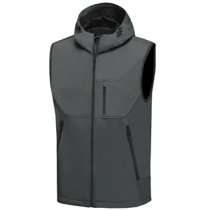 Chaleco de caparazón blando sin mangas a prueba de viento con capucha cálida para hombre, chaleco vaquero informal cálido de invierno para hombre - Product Image 1
