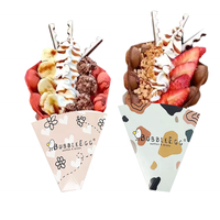 Individuell Bedruckter Waffelhalter für Crêpes und Bubble Waffles, Pommes Frites Verpackung, Kegelförmiger Papierträger für Speisen