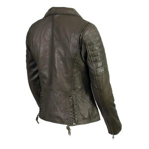 Por encargo de alta calidad suave Moto Mujeres Chaqueta de cuero de fábrica al por mayor Señoras Biker Cinturón Chaqueta de cuero - Product Image 3