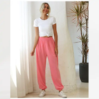 Pantalon de sport confortable pour femme 2024, coupe droite, couleur personnalisée, en polaire, taille haute élastique, avec bande latérale en dentelle et devant plat