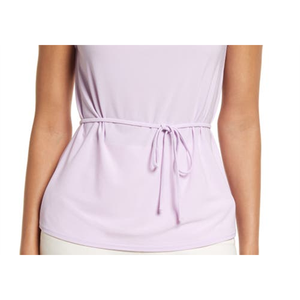 Top in maglia da donna senza maniche con collo ad anello e laccio in vita, colore viola, taglia media - Product Image 6