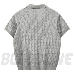 Chemise à manches courtes pour homme Bloodline, couleur unie, tricotée, respirante, en coton, séchage rapide, coupe classique, marron - Product Image 4