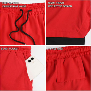 Meilleure qualité hommes entraînement Fitness course Gym séchage rapide vierge couleur unie logo personnalisé broderie court - Product Image 5
