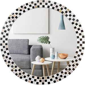 Elegant Luxury Modern Round Wall Mirror Wholesale Best Selling New Crackled Mother Pearl Design High Quality Wood Framed Mirror - Product Image 6